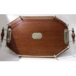 An oak and EP tray 57 cm across the handles Condition Report: Available upon request