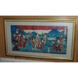 CHIKANOBU YOSHU Court ladies, woodblock print, triptych, 35 x 73cm Condition Report: Available