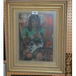 ANTHONY ARMSTRONG Katie with a cat, signed, pastel, 33 x 24cm Condition Report: Available upon