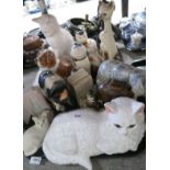 A lot comprising a selection of ceramic cat sculptures including a Staffordshire Just Cats & Co.