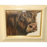 •GEORGINA MCMASTER Highland cow, monogrammed, acrylic on canvas, 35 x 44cm Condition Report: