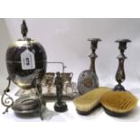 A tray lot of EP - egg coddler, candlesticks, egg epergnes etc. Condition Report: Available upon