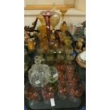 A lot comprising a selection of Bohemian cased & flashed ruby & amber glass vases, cups,