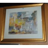 CONTINENTAL SCHOOL Archway, signed, watercolour, 39 x 49cm, and SUE MACKECHNIE Neck exercise I and