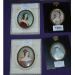 ENGLISH SCHOOL Portrait of a lady, miniature, watercolour, 6 x 5cm and three others (4) Condition