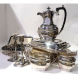 A tray lot of EP - tea service, candlesticks, salver etc. Condition Report: Available upon request