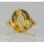 A 9ct gold citrine ring, size N, weight 4.7gms Condition Report: Available upon request