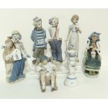 A collection of Lladro figures including clowns Condition Report: Available upon request