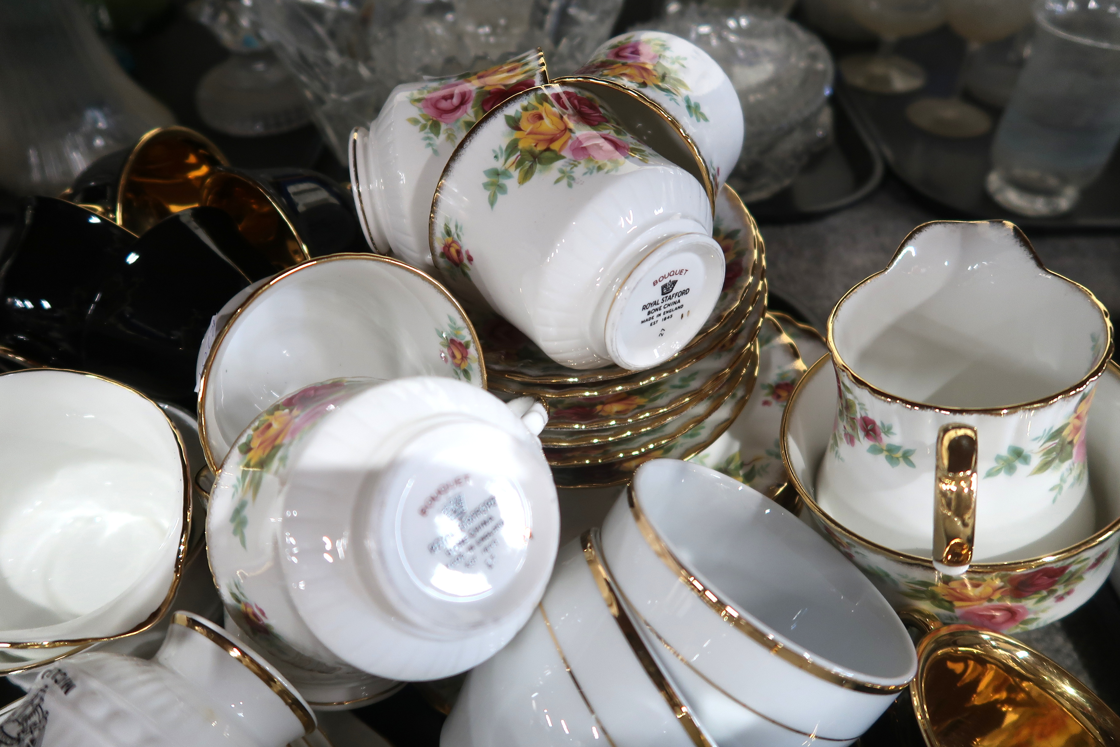 A lot comprising a Royal Stafford 'Bouquet' pattern part tea service, a Queen's Golden Jubilee - Image 2 of 2