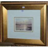 MALCOLM BUTTS Sunset loch scene, signed, watercolour, 13 x 18cm Condition Report: Available upon