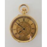 An 18k gold fob watch with metal inner dust cover, diameter 3.6cm, weight including mechanism 43.