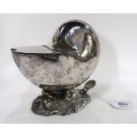A silver plated spoon warmer modelled as a Nautilus shell 17 cm long Condition Report: Available