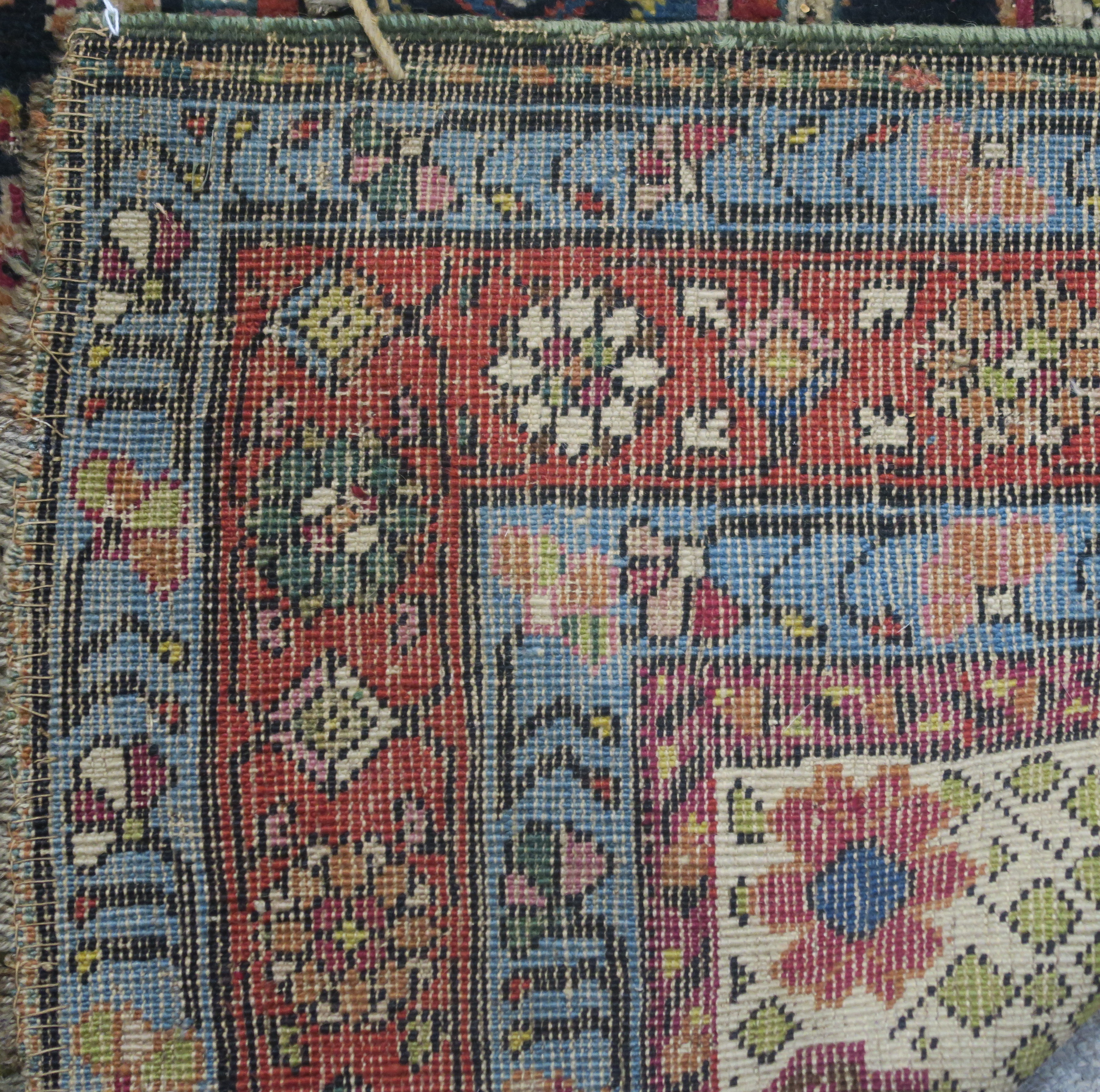 AN INDIGO GROUND PERSIAN RUNNER, with an allover geometric design, cream spandrels within blue and - Image 12 of 12