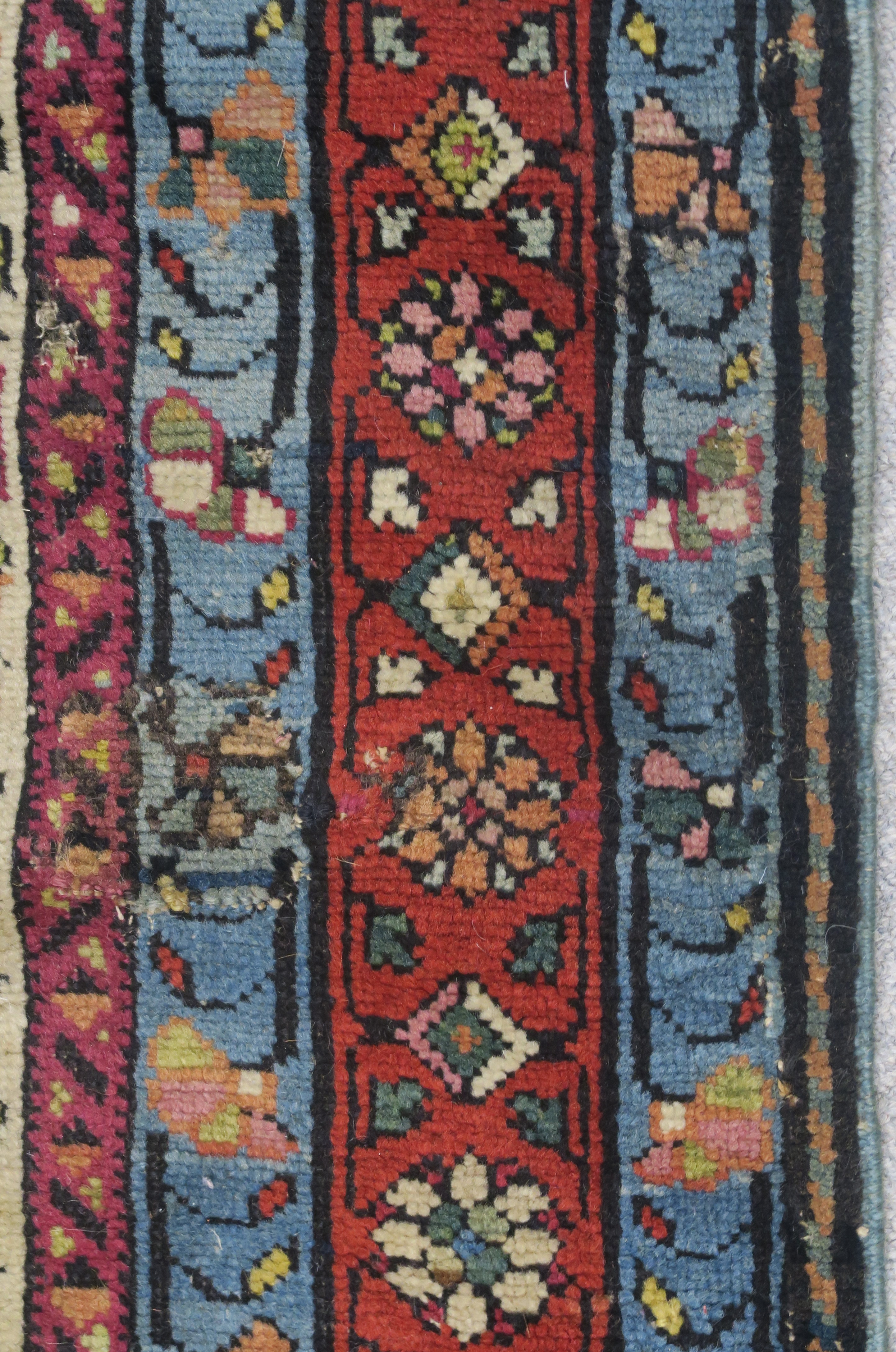 AN INDIGO GROUND PERSIAN RUNNER, with an allover geometric design, cream spandrels within blue and - Image 5 of 12