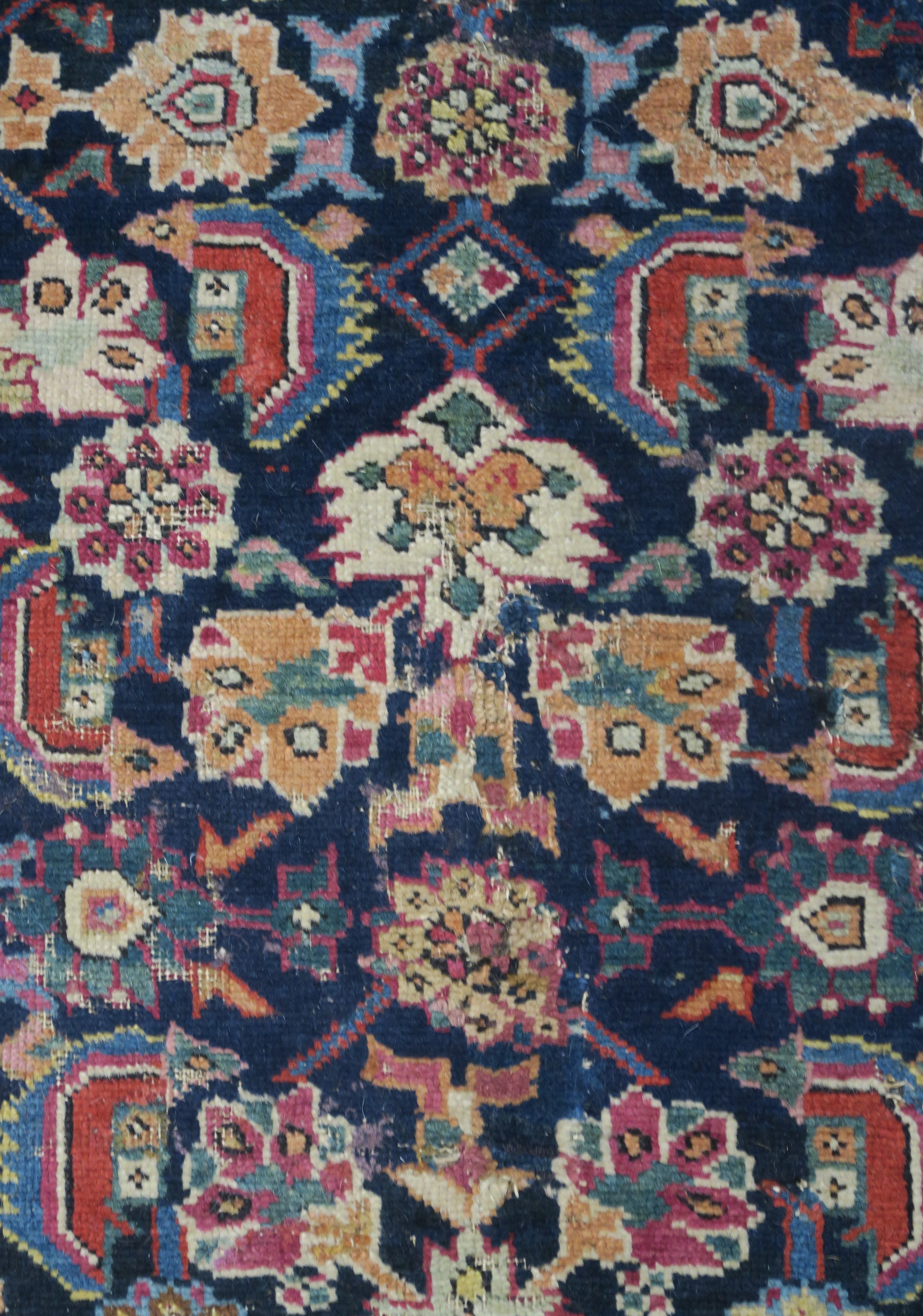 AN INDIGO GROUND PERSIAN RUNNER, with an allover geometric design, cream spandrels within blue and - Image 9 of 12