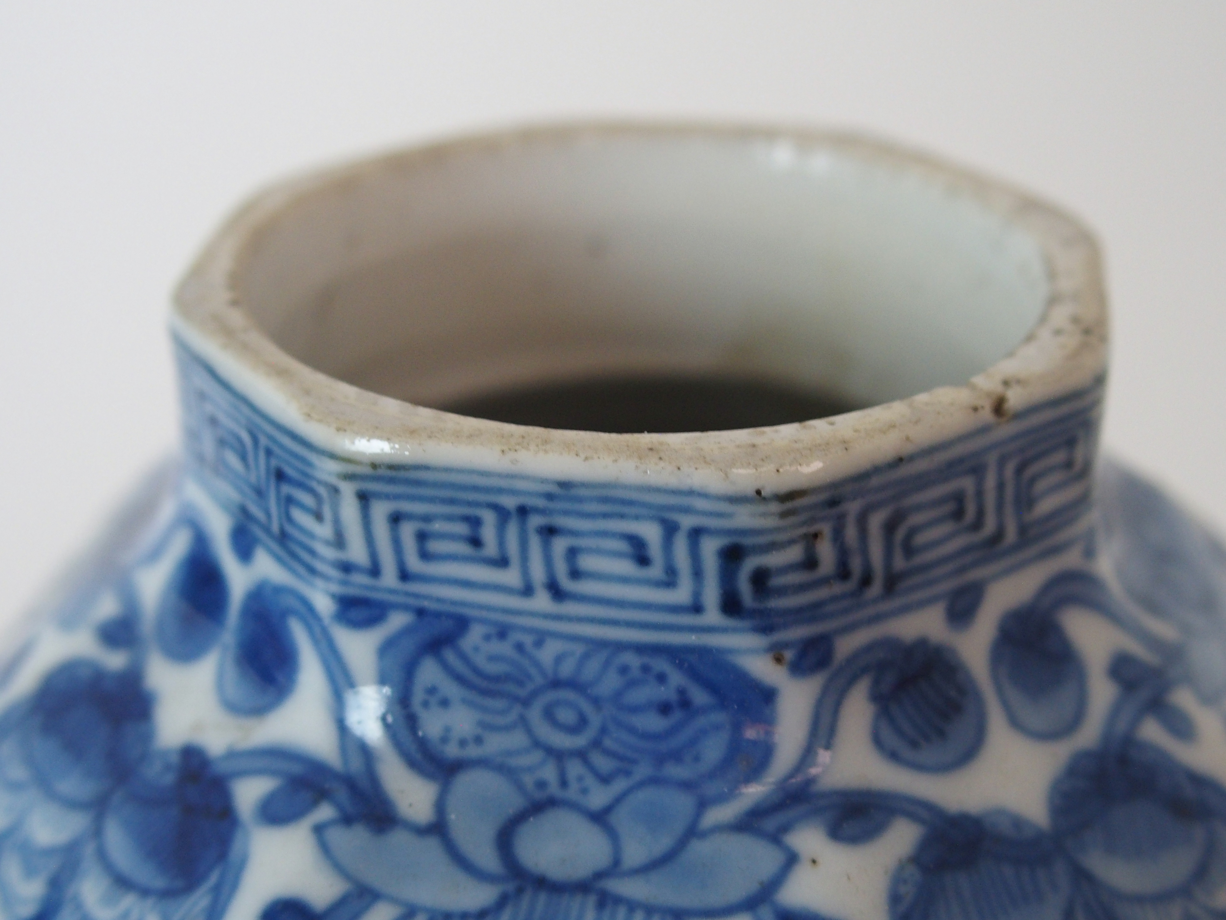 A PAIR OF CHINESE BLUE AND WHITE OCTAGONAL VASES each painted with panels of insects amongst foliage - Image 11 of 12