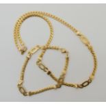 A 9CT GOLD FANCY NECK CHAIN AND MATCHING BRACELET both with London import marks for 1990, length