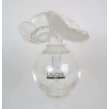 A LALIQUE DEUX ANEMONE PERFUME BOTTLE the round bottle with two oversized frosted and black enamel