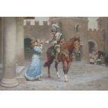 FRANCESCO COLEMAN (ITALIAN 1851-1918) THE PARTING Watercolour on paper, signed and inscribed 'Roma',