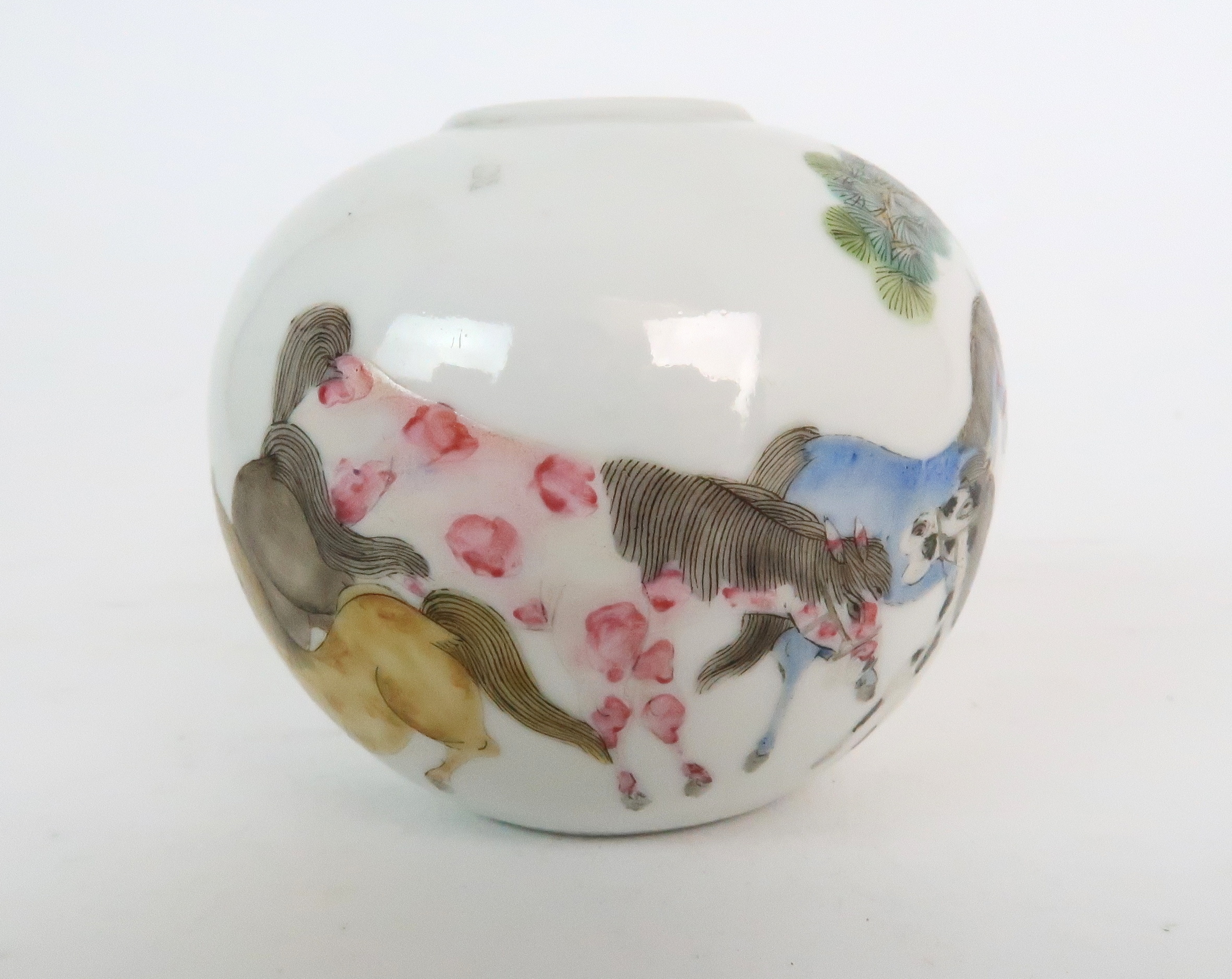 A CHINESE PORCELAIN GLOBULAR VASE painted with The Eight Horses of Mu Wang, beneath pine trees, - Image 6 of 11