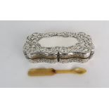 A VICTORIAN SILVER SNUFF BOX by Nathaniel Mills, Birmingham 1840, of scalloped rectangular form with