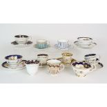 *WITHDRAWN* A COLLECTION OF 19TH CENTURY ENGLISH BLUE AND GILT DECORATED TEA AND COFFEE WARES