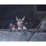 ITALIAN SCHOOL (EARLY 20TH CENTURY) DONKEYS IN A BARN Oil on canvas, 39 x 48cm (15 1/4 x 19")