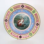 A VIENNA PORCELAIN PLATE painted with Europa and the bull, surrounded by colourful bands with