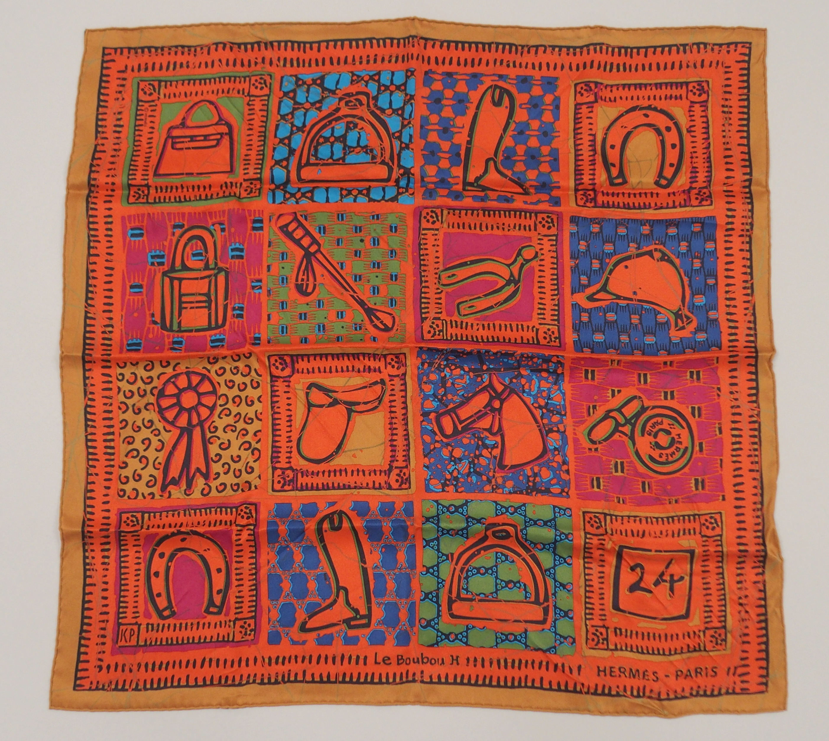 AN ORIGINAL LE BOUBOU H HERMES SILK SCARF designed by Karen Petrossian, in original box, 70 x 70cm