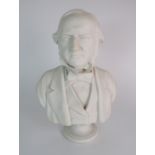 A 19TH CENTURY ADAMS & CO PARIAN BUST OF GLADSTONE after EW Wyon, raised on socle base, the