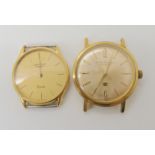 GIRARD PERREGAUX WATCH HEAD AND A LONGINES a gold plated Girard Peregaux Giromatic, with a cream