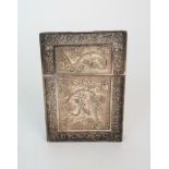 A CHINESE EXPORT SILVER CARD CASE finely decorated with snakes and dragons, foliage and insects,