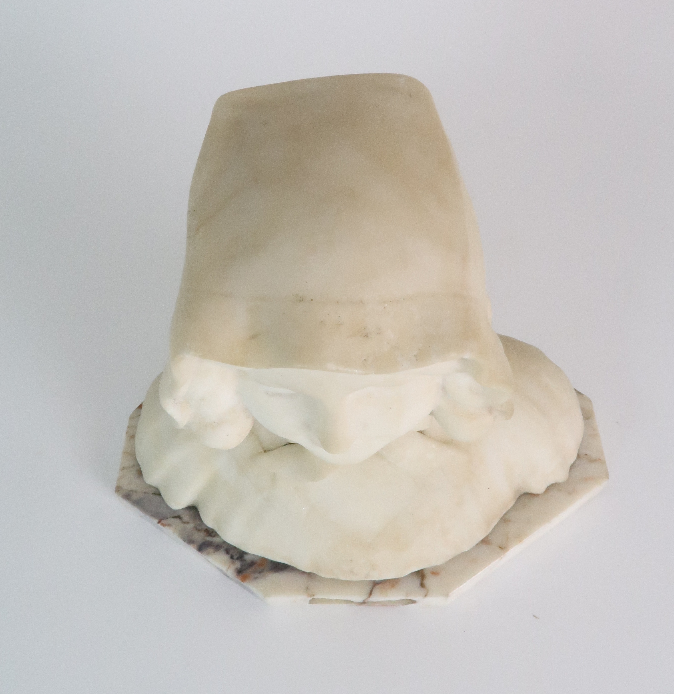 AN ALABASTER BUST OF A GIRL IN A BONNET upon onyx base, 20cm high Condition Report: Available upon - Image 5 of 6