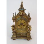 A FRENCH CHAMPLEVE ENAMEL MANTLE CLOCK the dial with Roman numerals, the movement stamped Gay