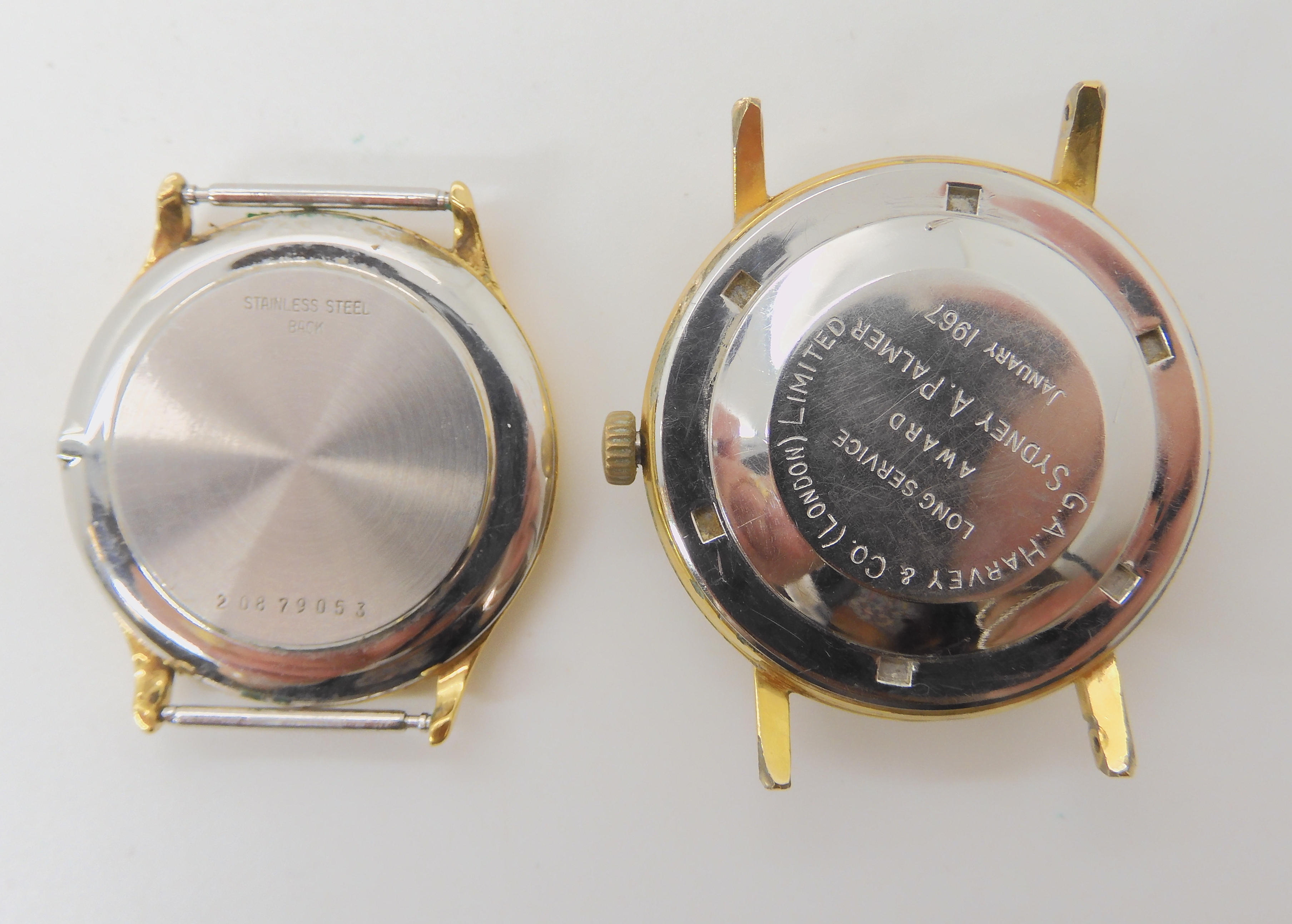 GIRARD PERREGAUX WATCH HEAD AND A LONGINES a gold plated Girard Peregaux Giromatic, with a cream - Bild 2 aus 2