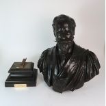WALTER MERRETT (1856-1918) - A BRONZE BUST OF SIR WILLIAM CROOKES stamped to the back Walter Merrett