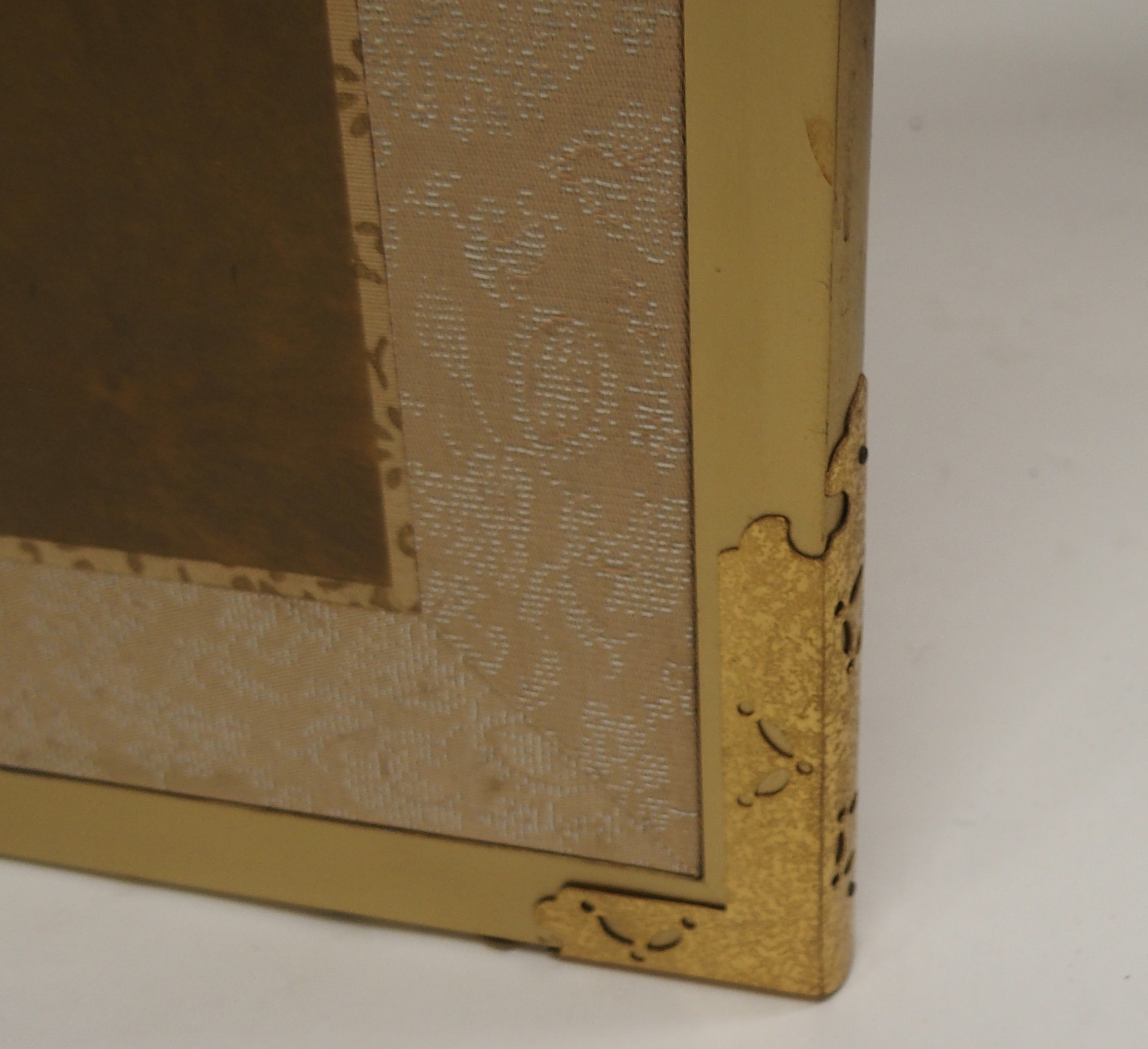 TWO JAPANESE FOUR FOLD SCREENS each with a mandarin and consorts on pavilions, reserves on a gold - Image 10 of 12