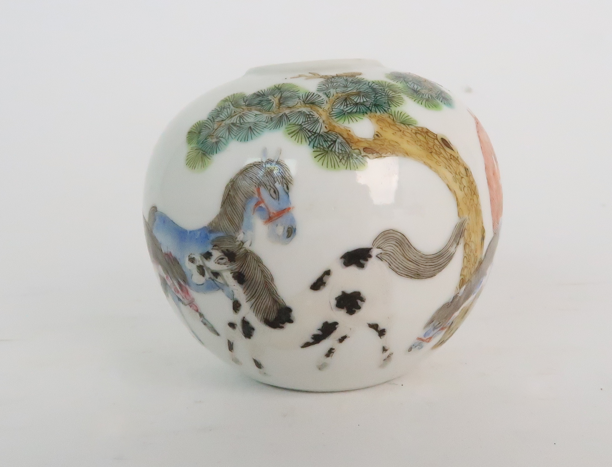 A CHINESE PORCELAIN GLOBULAR VASE painted with The Eight Horses of Mu Wang, beneath pine trees, - Image 2 of 11