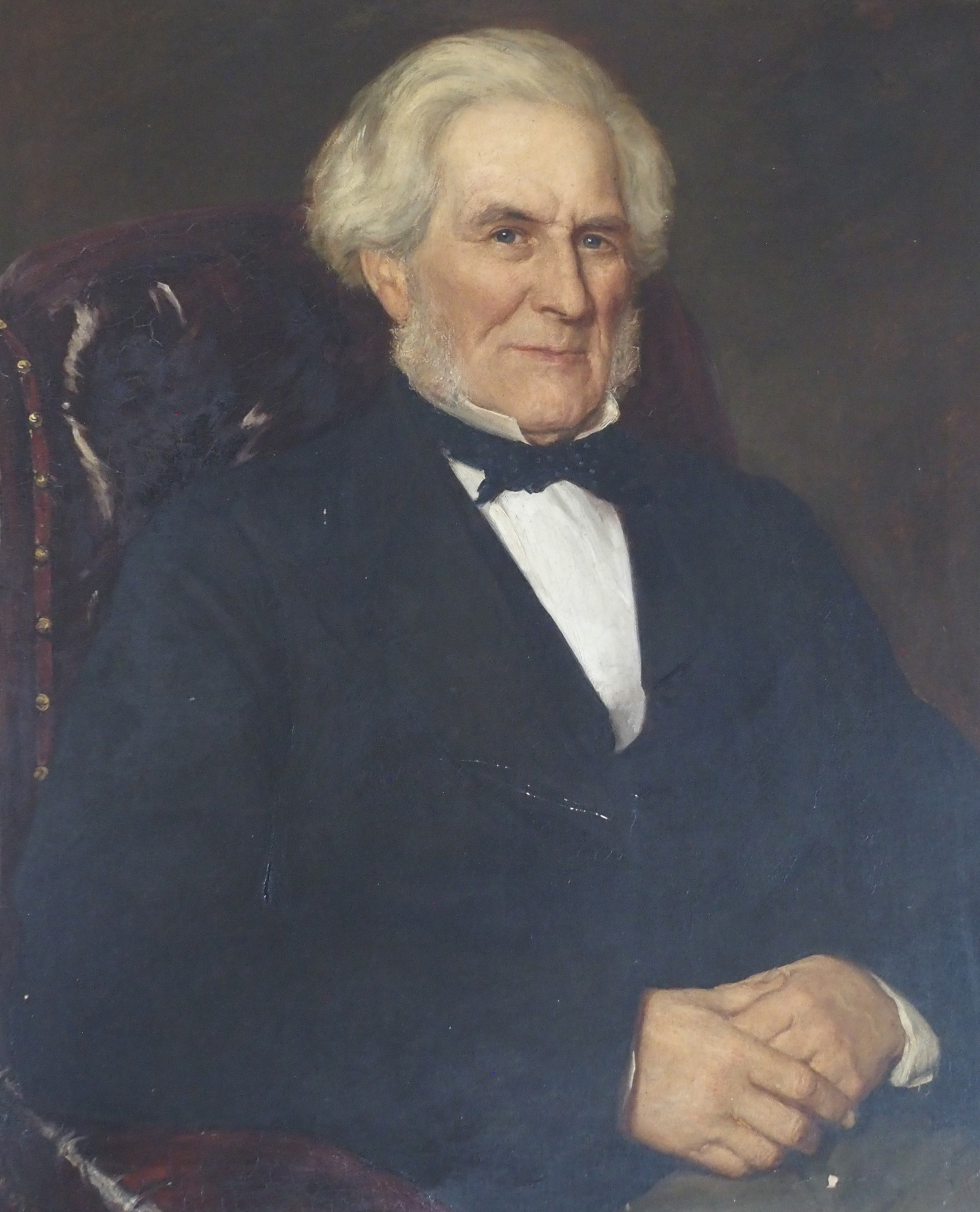 JOHN HANSON WALKER (BRITISH 1844-1933) PORTRAIT OF A SEATED GENTLEMAN IN BOW TIE Oil on canvas, - Image 3 of 4