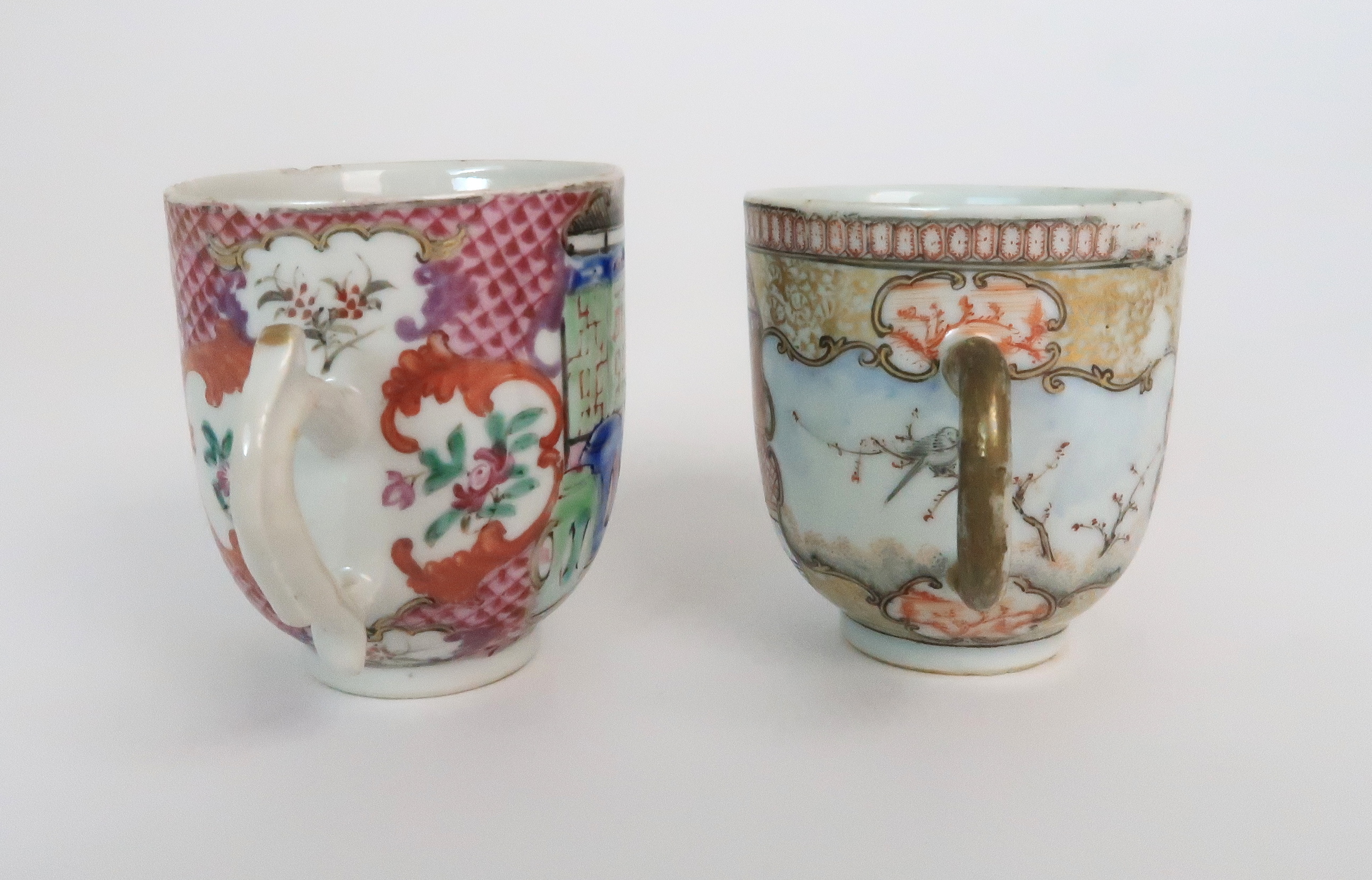*WITHDRAWN* TWO CHINESE EXPORT FAMILLE ROSE CUPS one painted with figures at tables on balconies - Image 2 of 6