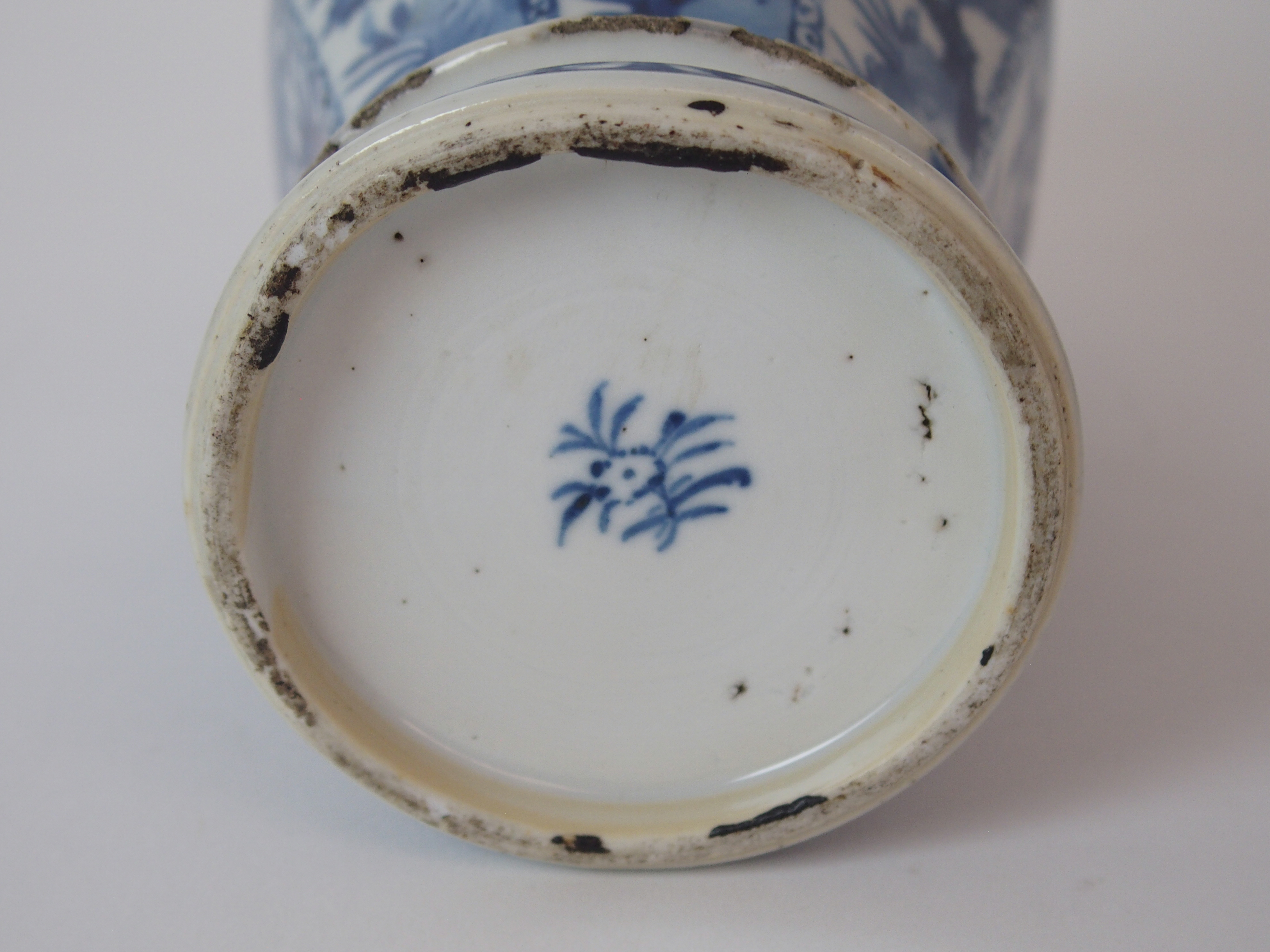 A PAIR OF CHINESE BLUE AND WHITE OCTAGONAL VASES each painted with panels of insects amongst foliage - Image 7 of 12