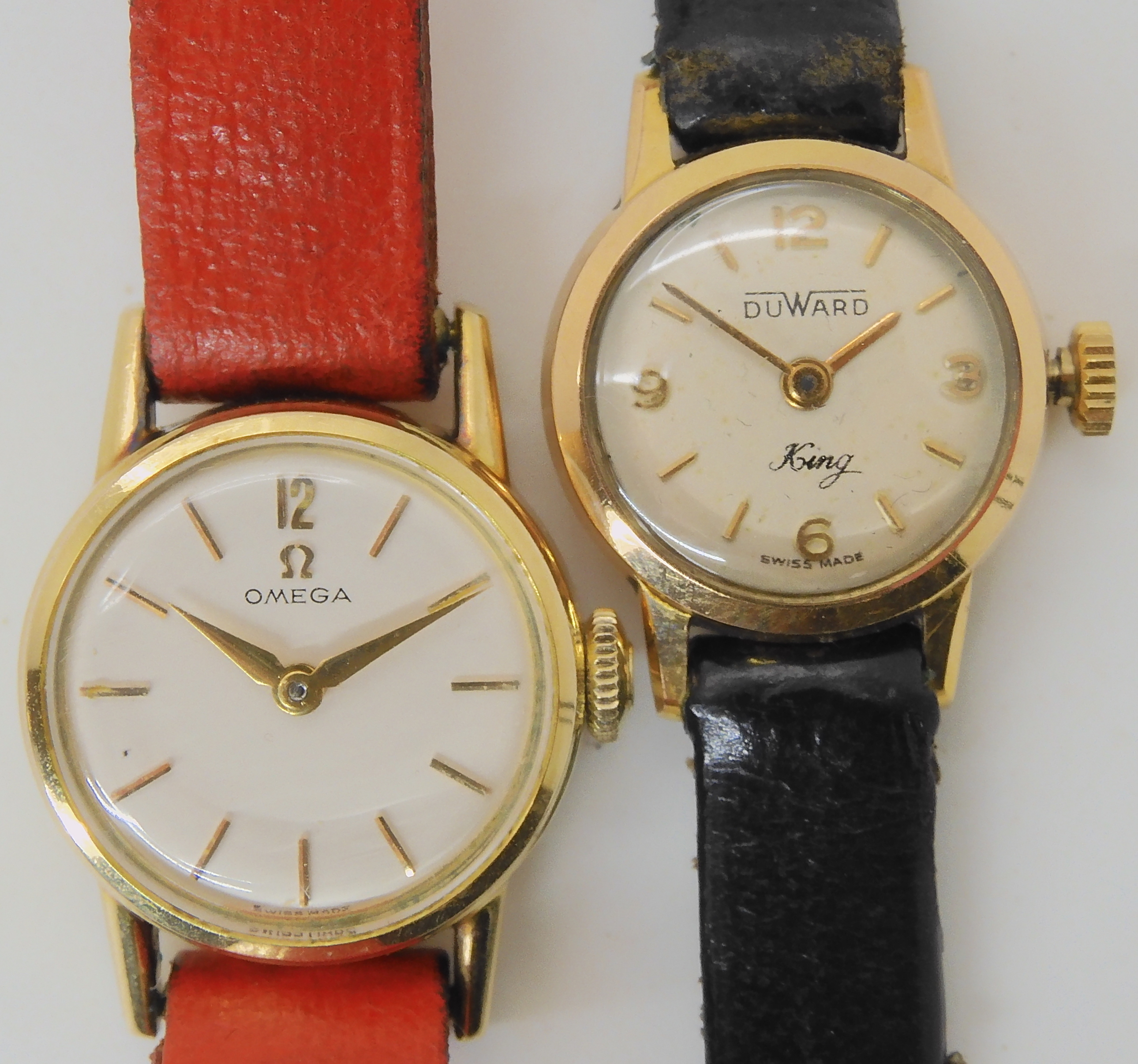 TWO LADIES WATCHES an 18ct gold ladies Duward King watch, diameter of the dial, 1.7cm, with a
