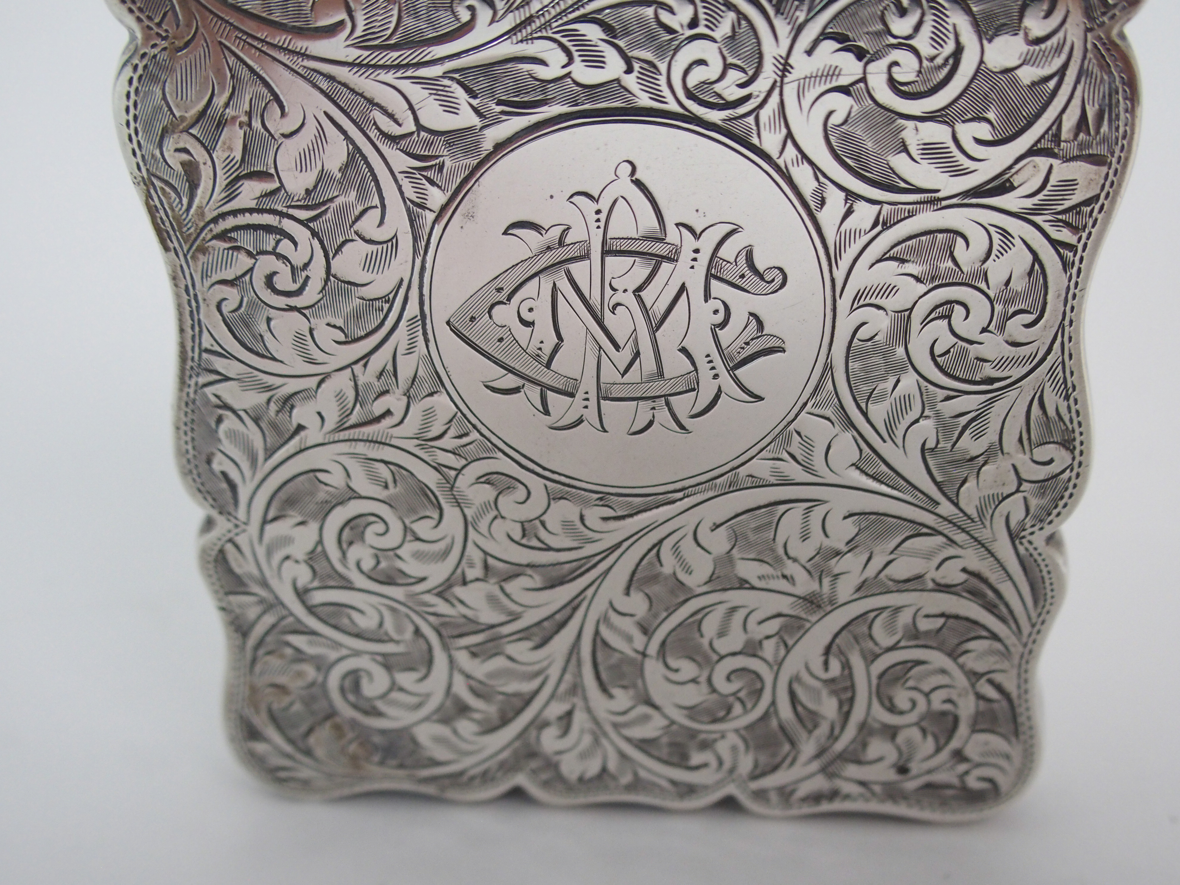 A SILVER CARD CASE by Robert Chandler, Birmingham 1920, of rectangular shape with engraved foliate - Image 4 of 7