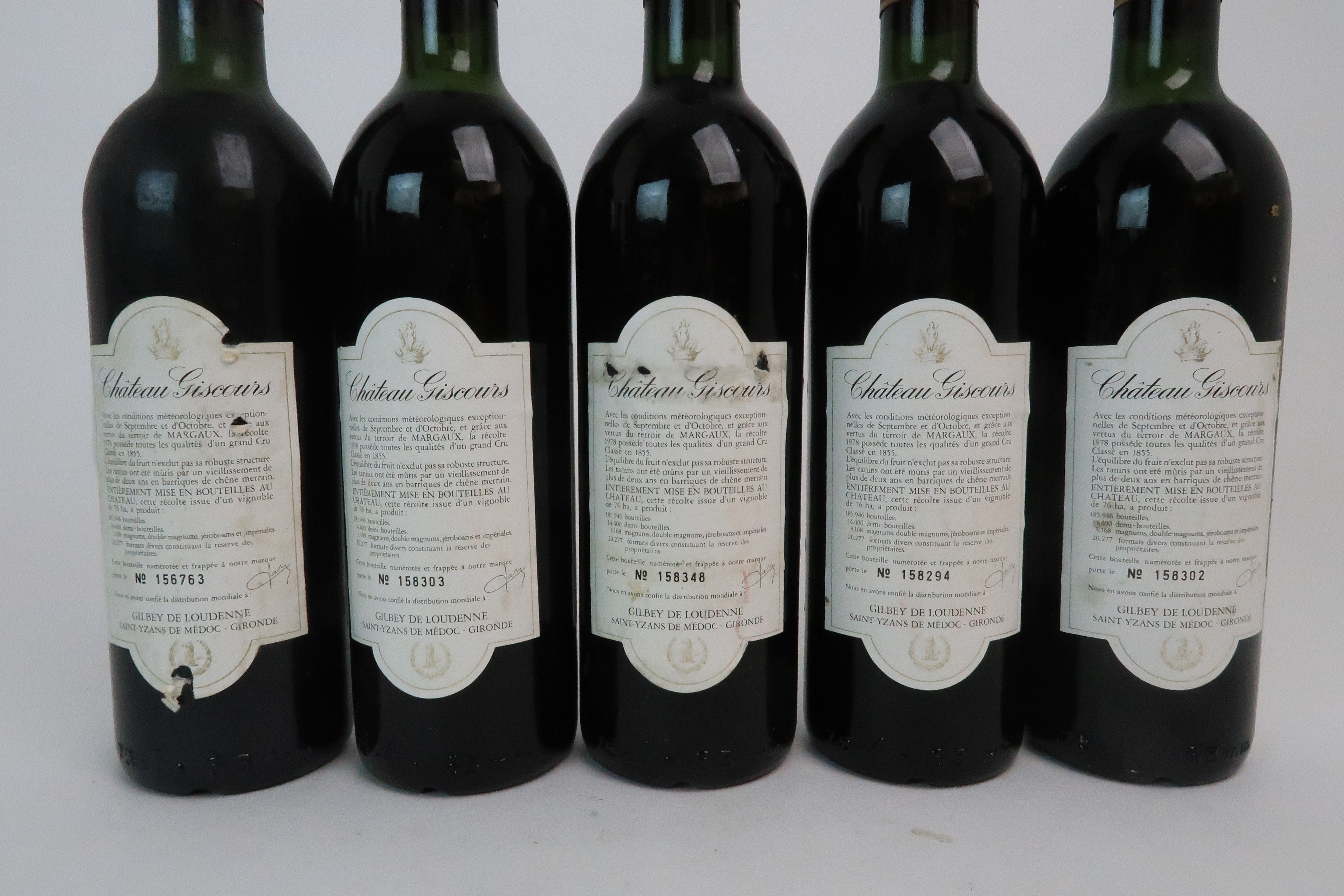 NINE BOTTLES OF CHATEAU GISCOURS MARGAUX, 1978 75cl, various bottles numbers Condition Report: - Image 4 of 7