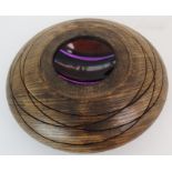 A SCOTT IRVINE WOOD AND FUSED GLASS CENTERPIECE BOWL 30cm diameter Condition Report: Available