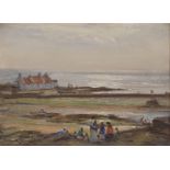 PATRICK DOWNIE RSW (SCOTTISH 1854-1945) ON SALCOATS SHORE, 1921 Oil on board, signed, 24.5 x 34cm (9