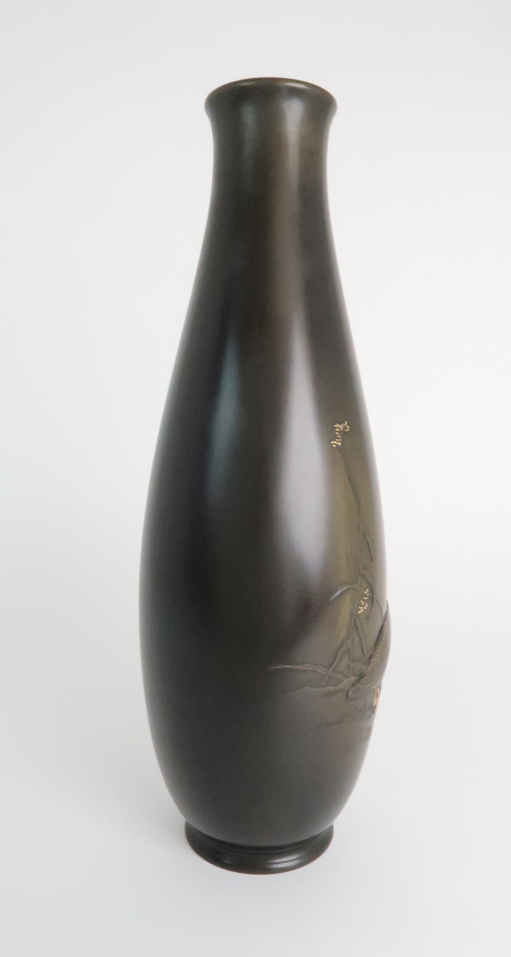 A JAPANESE BRONZE BALUSTER VASE cast with two geese beside foliage, signed, 39cm high Condition - Image 5 of 9