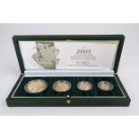 A CASED 2005 GOLD PROOF FOUR-COIN SOVEREIGN SET £5, double sovereign, sovereign & half sovereign