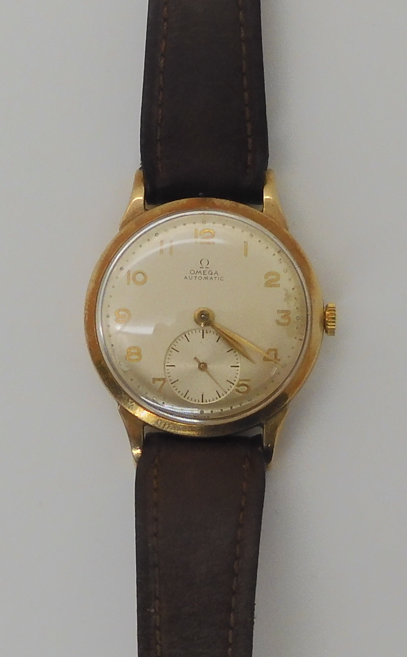 A 9CT GOLD GENTS VINTAGE OMEGA AUTOMATIC with silvered dial, gold coloured numbers and hands and a - Bild 4 aus 7