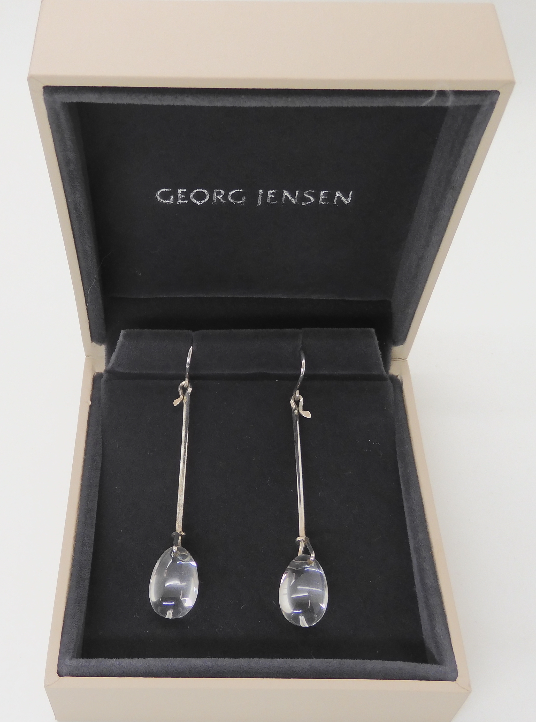 A PAIR OF GEORG JENSEN CRYSTAL DEW DROP EARRINGS designed by Vivianna Torun Bulow-Hube for Jensen. - Image 2 of 3